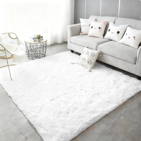 Tappeto Pluizioso Bianco per Sala e Camera da Letto