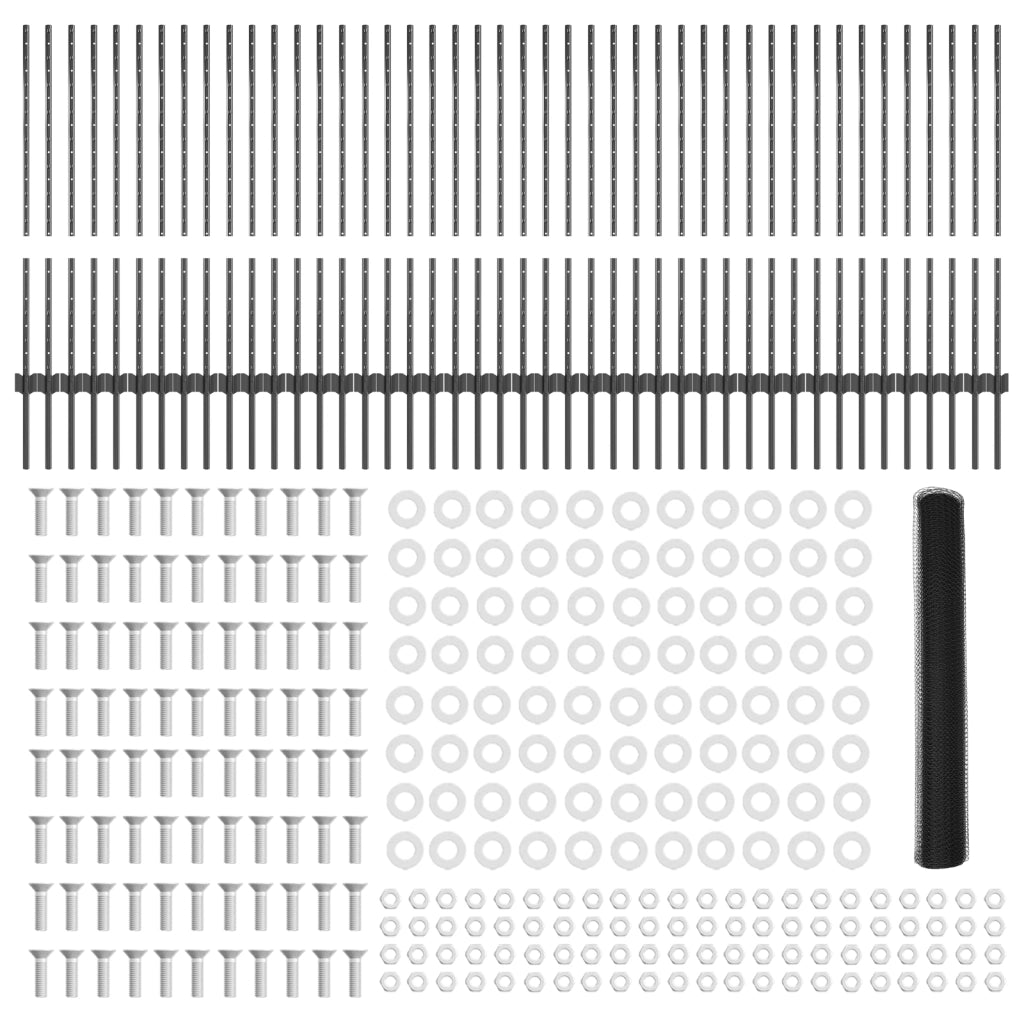 Pali di recinzione  22 pcs U-Channel Grigio 100 cm Acciaio