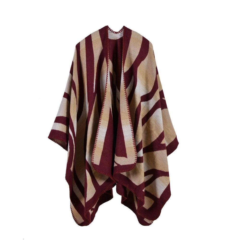 Sciarpa da donna in cashmere sfumato mimetico in stile europeo e americano con spacchi, extra lunga e spessa