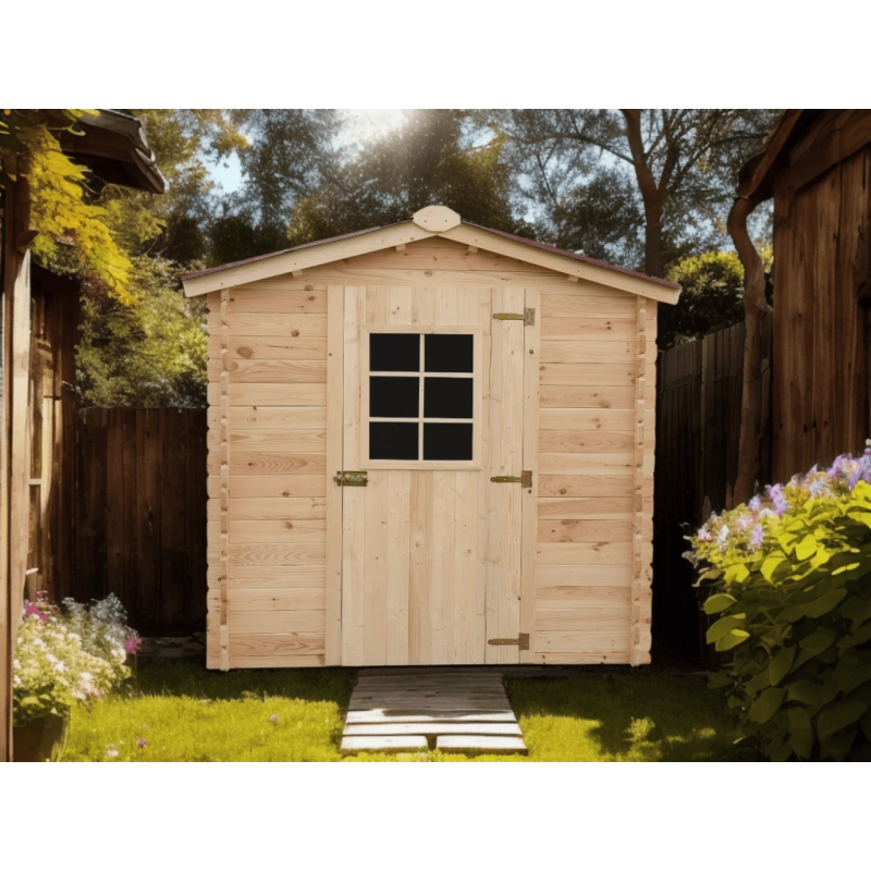 Casetta in legno da giardino con porta vetrata – 200x200 cm – tavole 28 mm, tetto bitumato – VD2020.02N Foresta