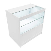 Bancone LED Bianco C900 con Vetrina, Ante Scorrevoli e Ripiani – Bloccabile