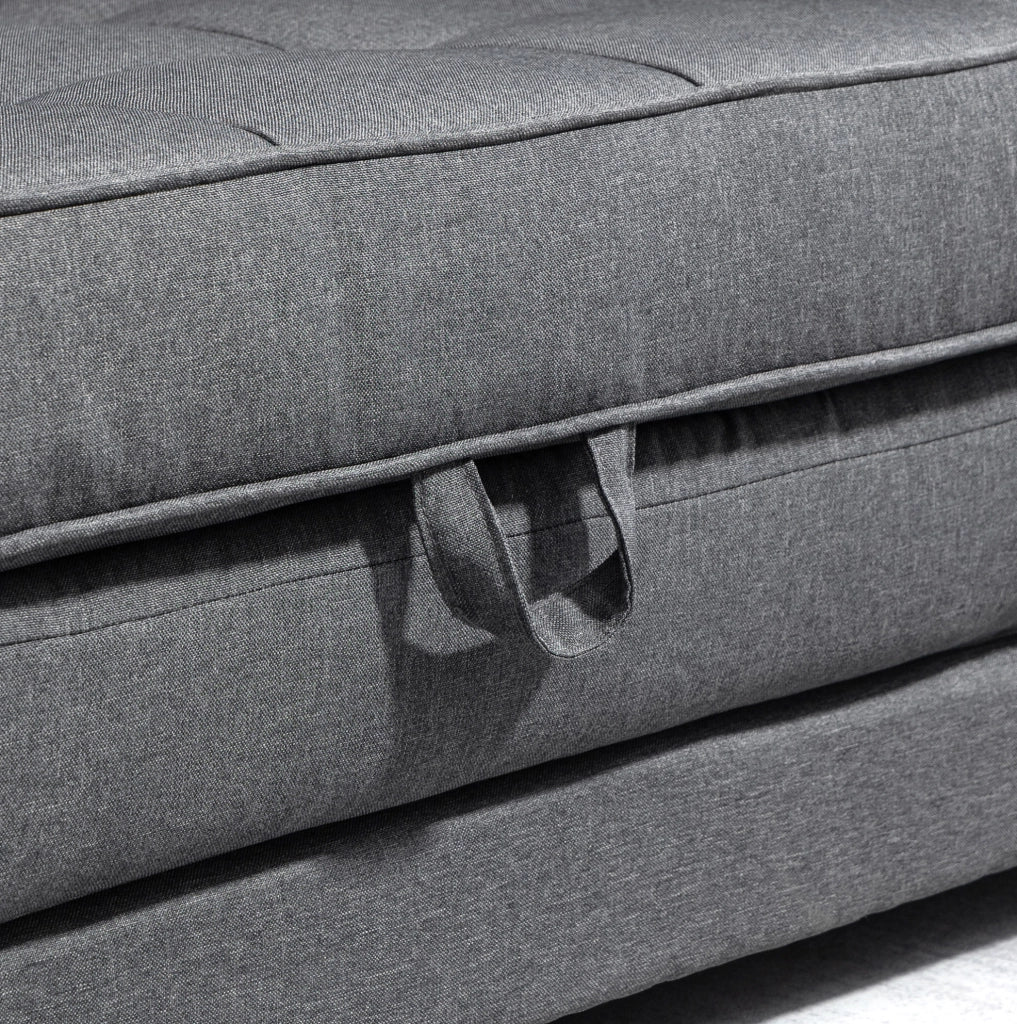 Divano letto trasformabile grigio in poliestere 147,5 cm