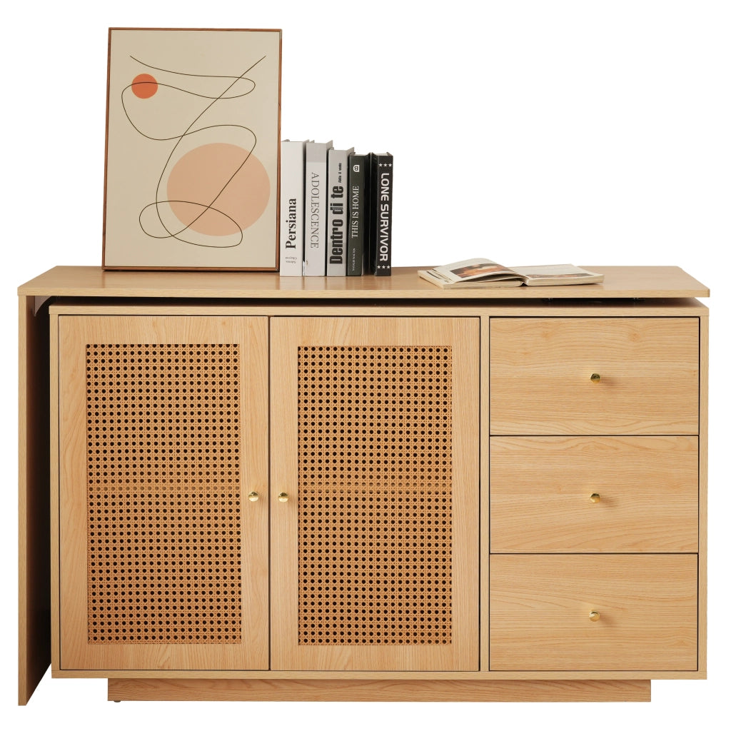 Scrivania ad angolo con 3 ante e piano girevole - per studio - in MDF - legno naturale