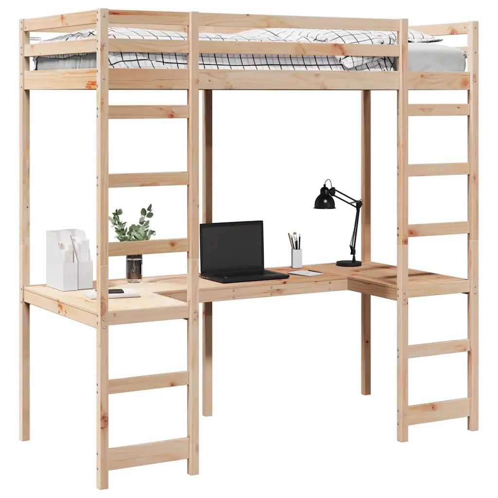 Struttura per letto soppalco Naturale 90 x 200 cm Pino massello 3414550