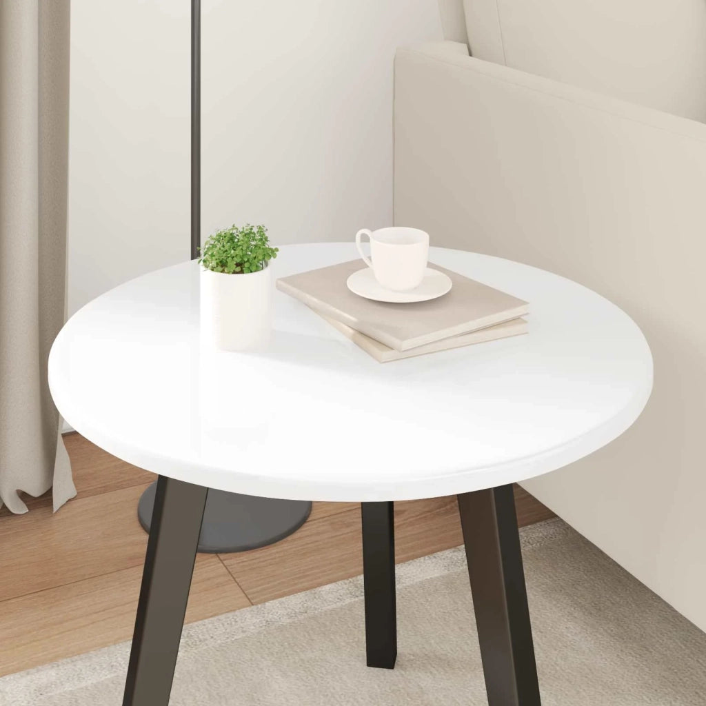 Piano del tavolo Bianco lucido Ø 50 x 1,5 cm Legno multistrato 880395