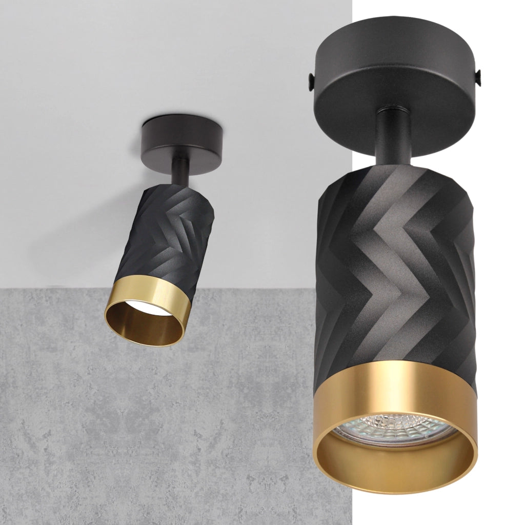 Faretto parete/soffitto 1 luce GU10 nero/oro Polux Arras