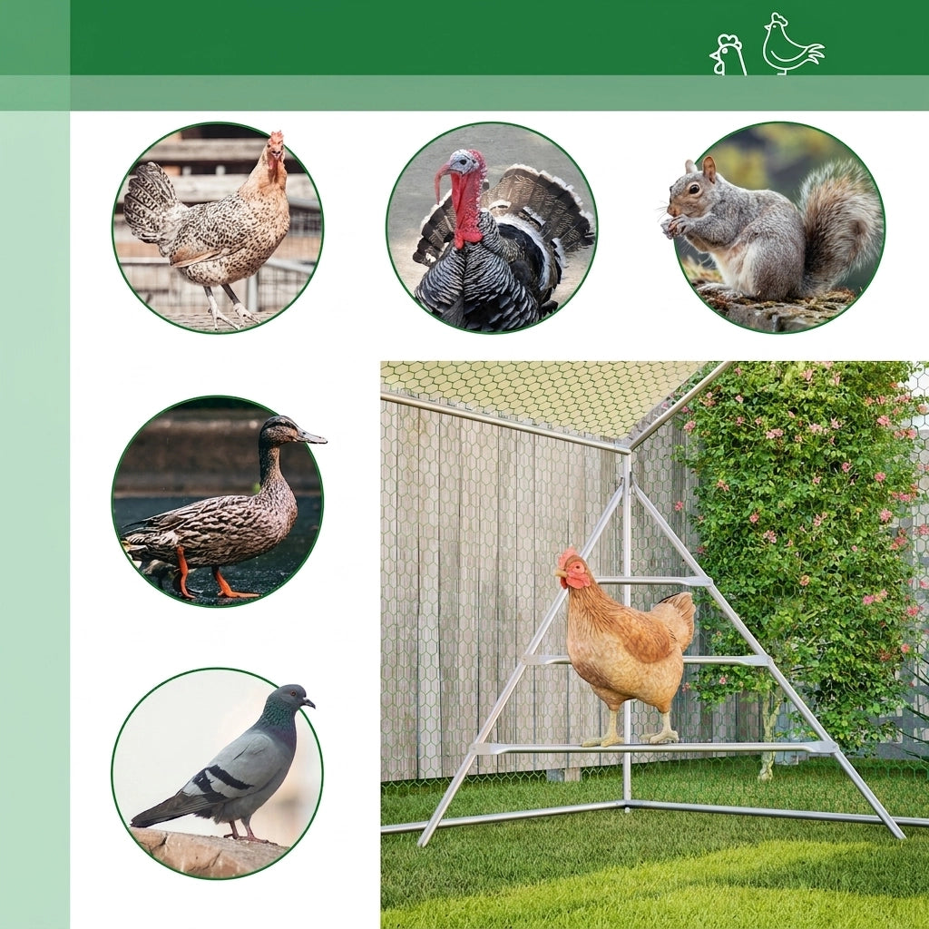 Pollaio in Metallo 3×2×2 m con Scala per Galline; Voliera da Esterno con Tetto Impermeabile UV e Ampio Recinto Sicuro