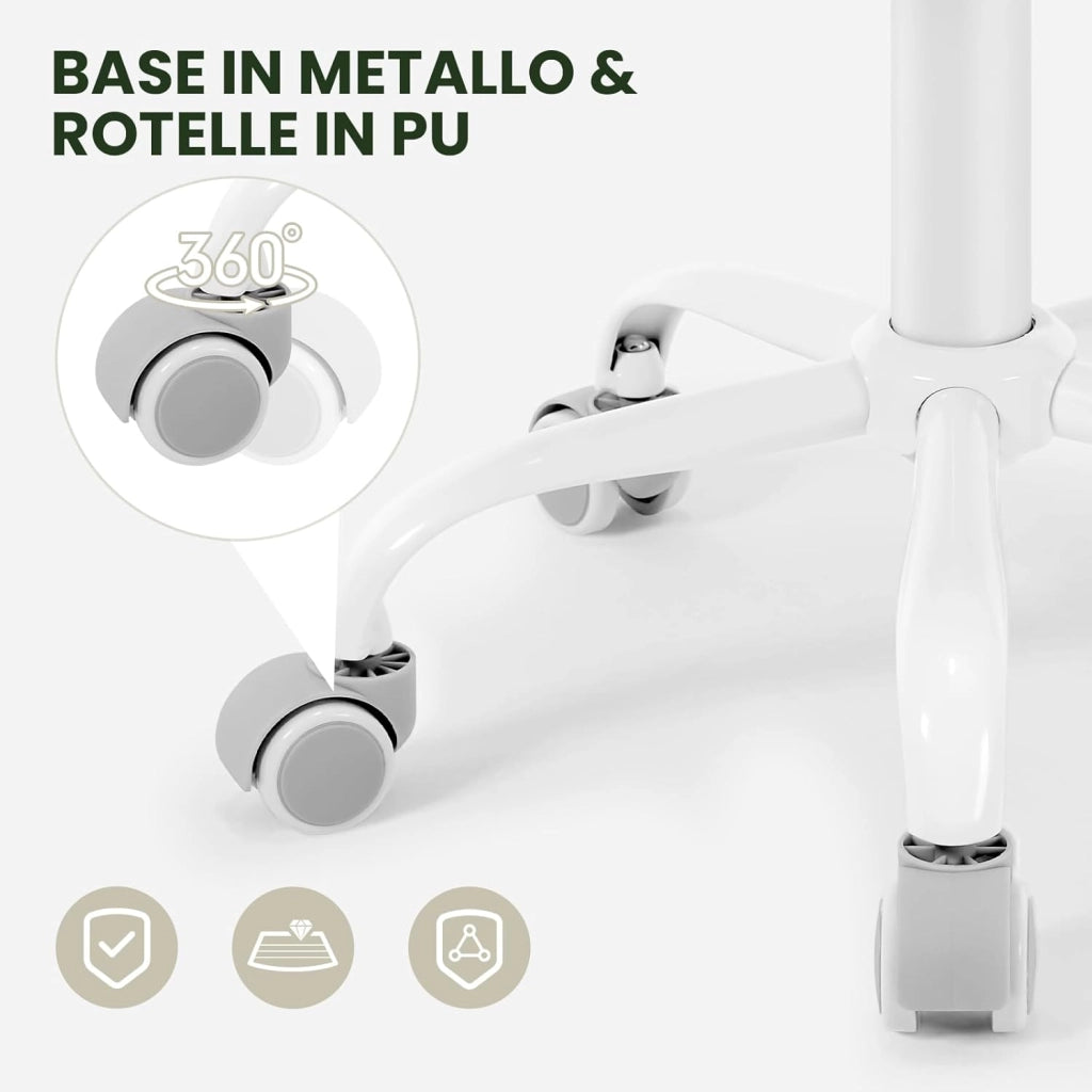 Sedia da Ufficio Regolabile in Altezza, Sgabello Girevole a 360°con Rotelle, Sedia da Trucco per Camera da Letto Studio Soggiorno Cucina, 45,5-57,5 cm, Velluto, Rosa, 0177BGY
