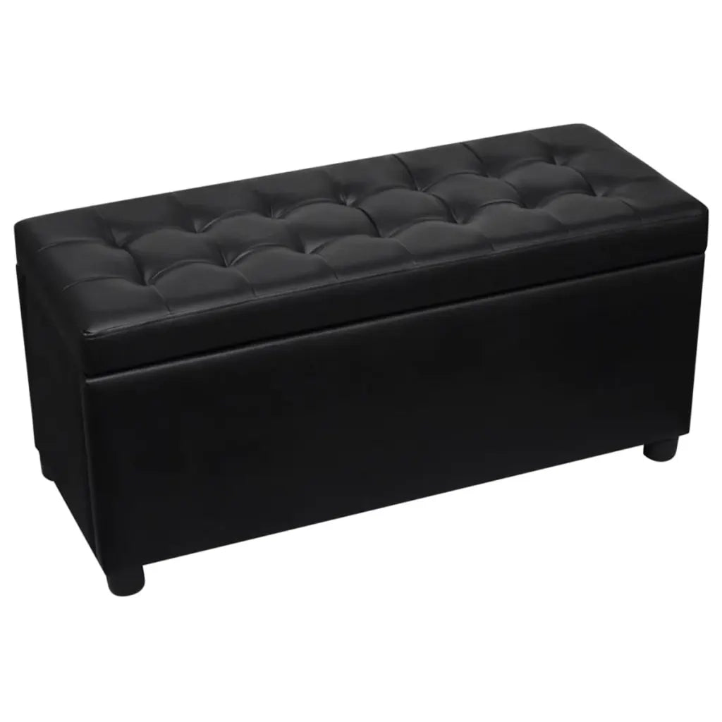 Sgabello con Contenitore in Pelle Artificiale Nero 242407