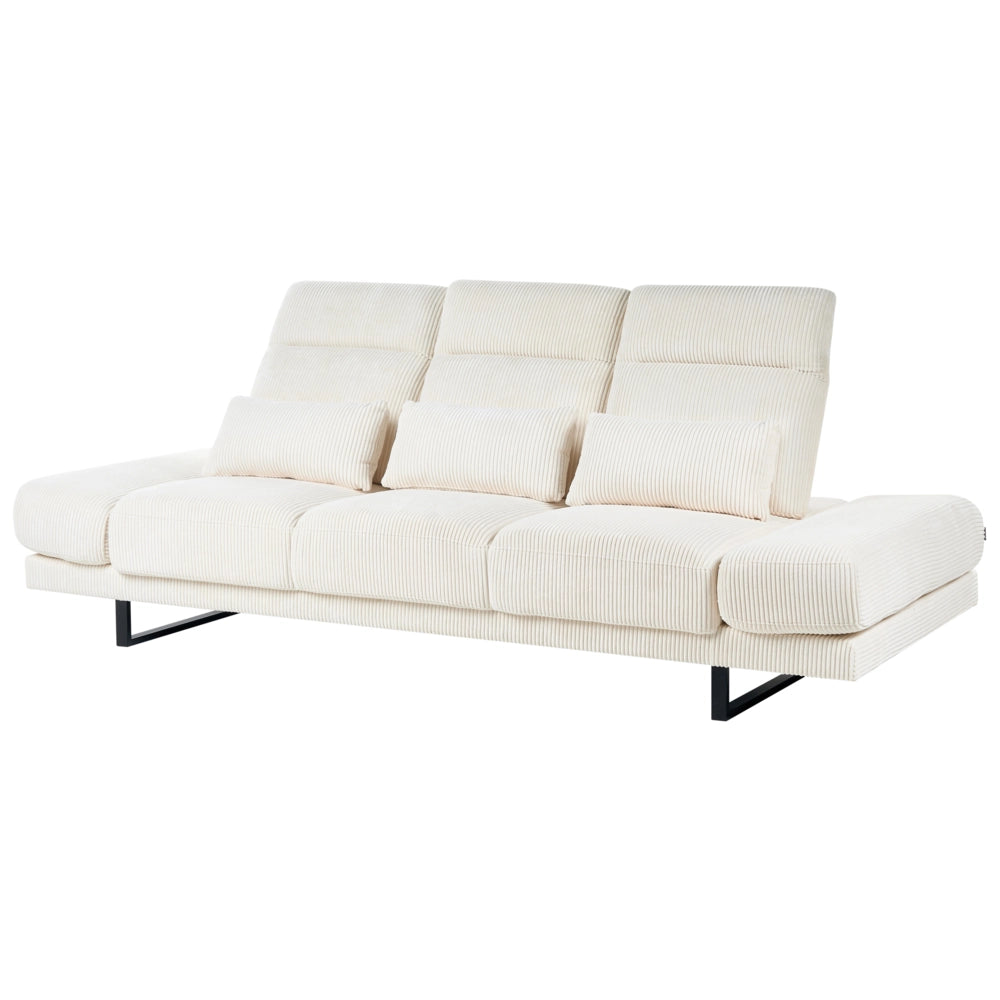 Divano moderno a 3 posti con Rivestimento in corda beige chiaro e Gambe in acciaio soggiorno elegante
