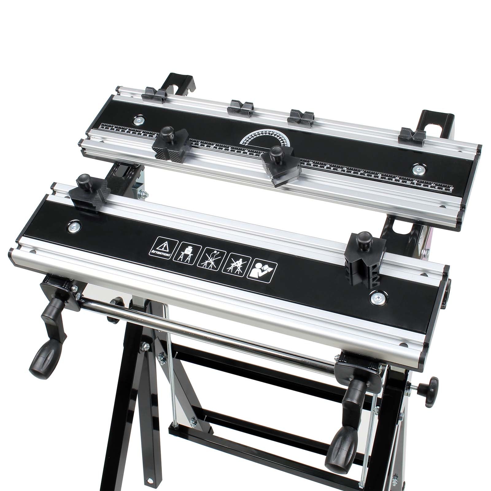 Banco da lavoro portatile e pieghevole max 100 kg altezza e inclinazione regolabili 77-107cm