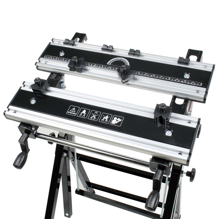 Banco da lavoro portatile e pieghevole max 100 kg altezza e inclinazione regolabili 77-107cm