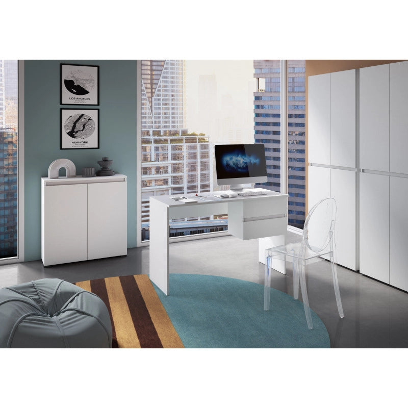 Mobile multiuso 2 ante con maniglia a gola e 3 ripiani regolabili bianco 80x37x102 cm - Terraneo