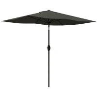 Ombrellone da Giardino Rettangolare 2x3 m Inclinabile con Apertura a Manovella, Grigio