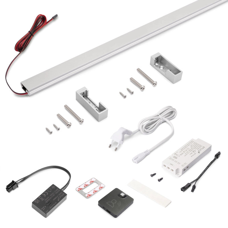 Kit barra per armadio Luxe, striscia LED 4,5x8 Neonlynx V, sensore di movimento RF Smart e convertitore Smart (24V DC)..