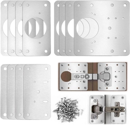 Set di riparazione per cardini in acciaio inossidabile (12 pezzi) con viti - Per porte e mobili