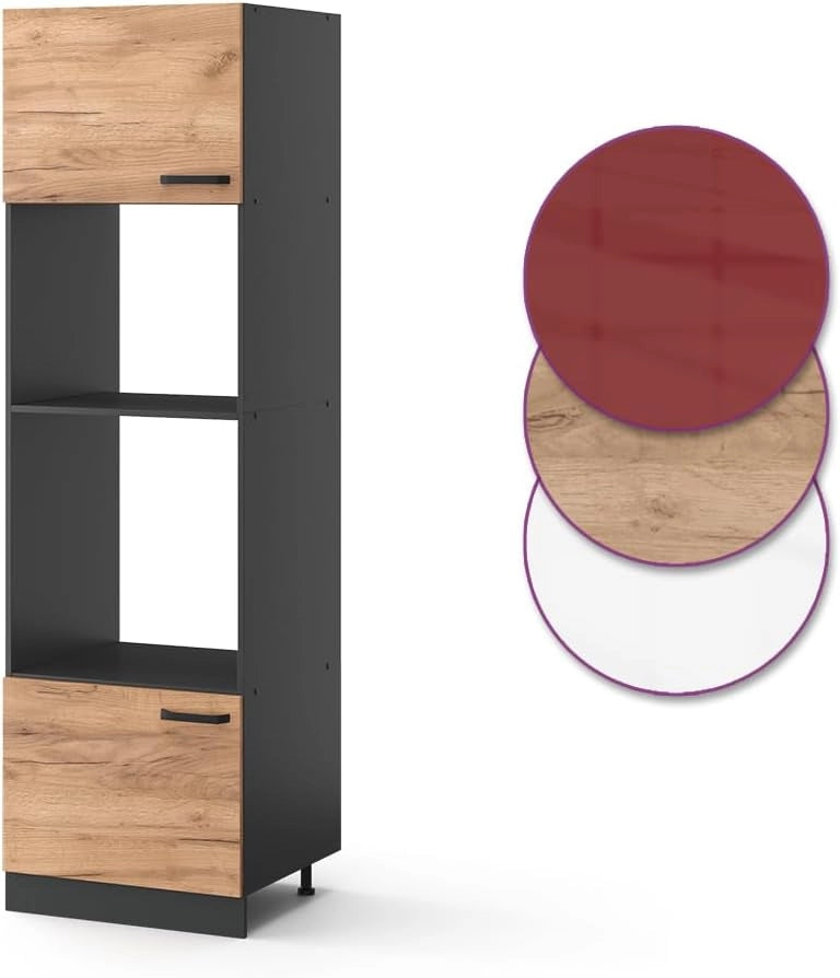 Mobile cucina microonde R-Line, Quercia dorata, 60 cm, per la libera combinazione all'interno di sistemi cucina modulari