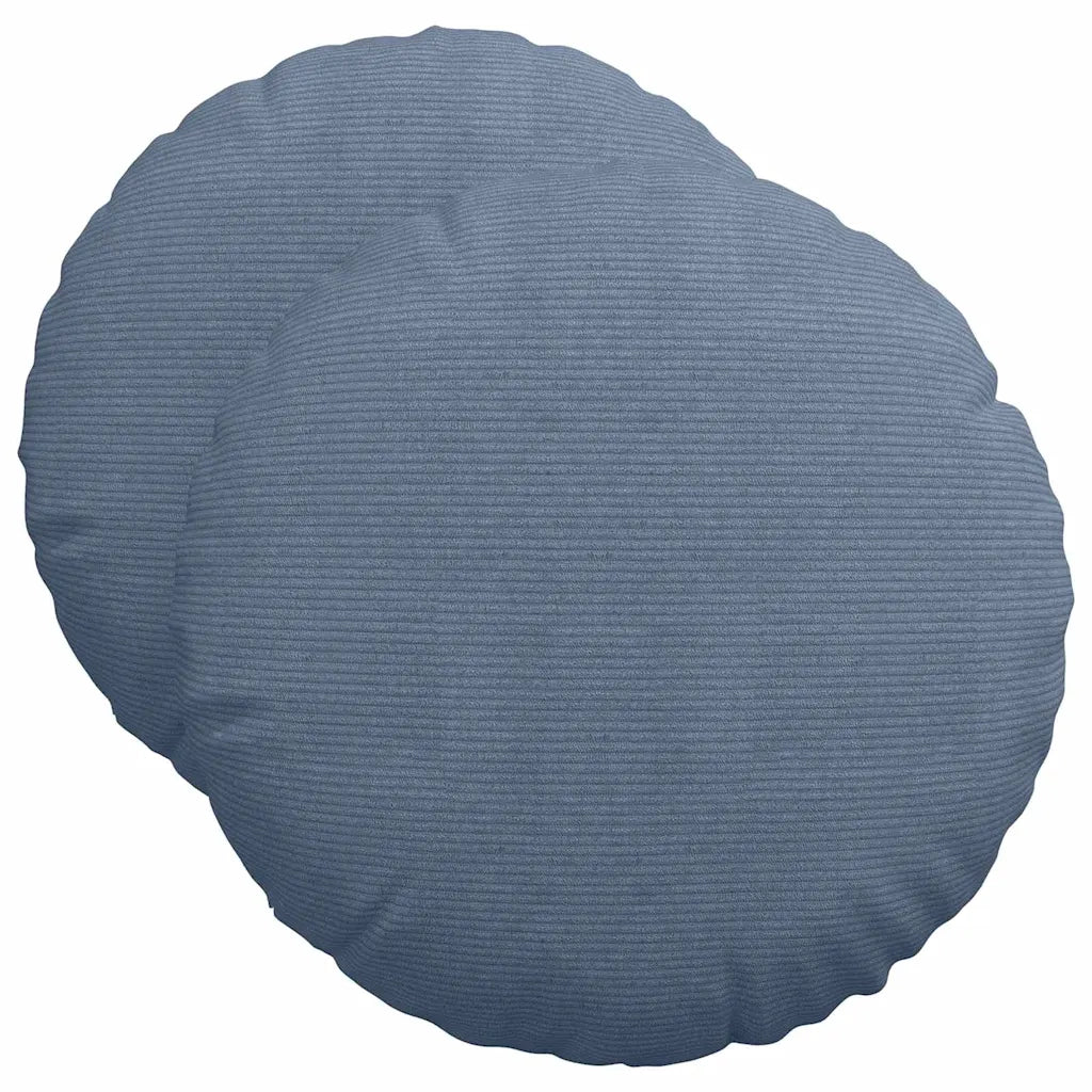 Cuscini per Seduta 2 pcs Blu Ø50 x 19 cm Tessuto in Cords