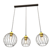 Lampada a sospensione loft NANDO nero-oro 3xE27 Emibig