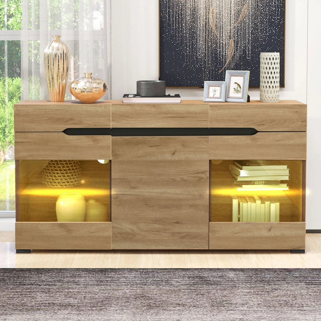 Credenza con LED e Cassetti ¨C Xylo ¨C Bianco, 3 Ante, Soggiorno