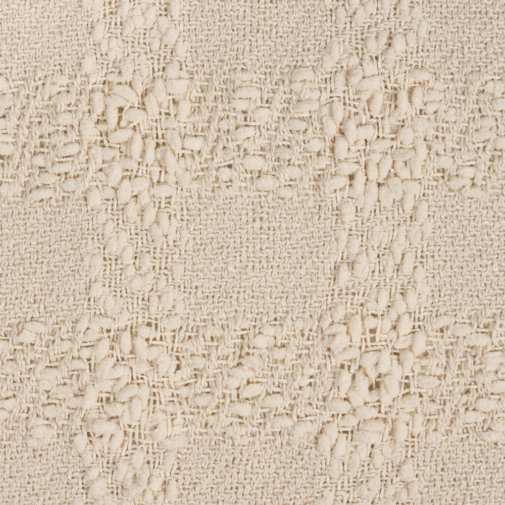 Coperta di cotone intrecciata con nappe 220 x 240 cm bianco sporco morbida classica
