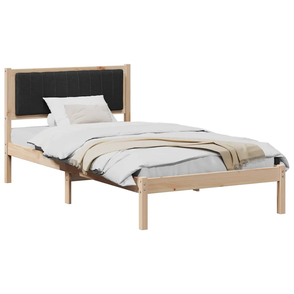 Letto con Testiera Rivestita Nero 100 x 200 cm Pino massello 878281