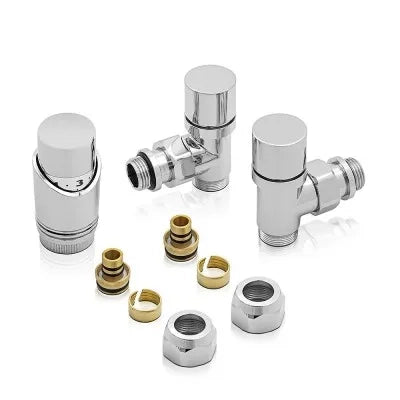 Kit valvole termoarredo raccordi multi 16x2 e testa termostatica cromo