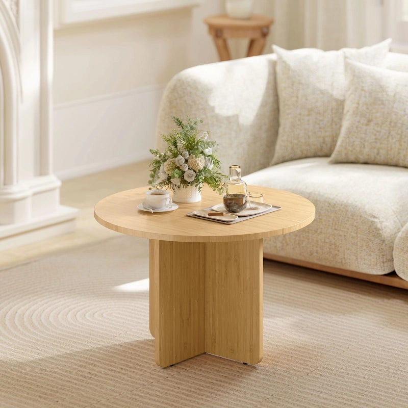 TAVOLO CAFFÈ Rotondo 66x66x45 cm Bambù Naturale