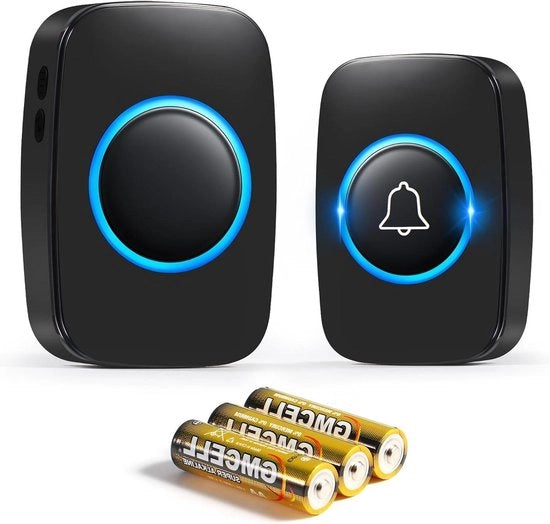 Sistema di allarme porta con portata di 300m - IP44 impermeabile - wireless - 60 melodie - 5 livelli di volume - nero