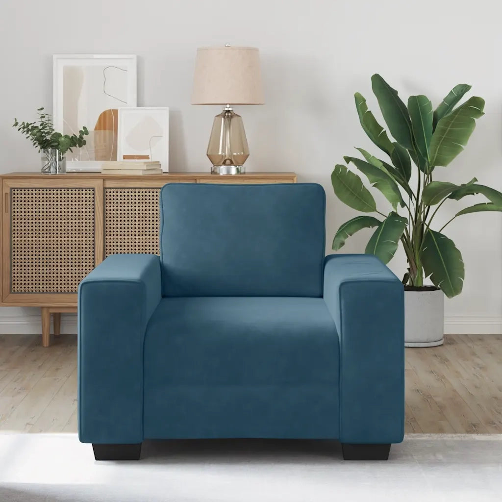 Divano Sedia Blu 100x77x82 cm Velluto 4105256