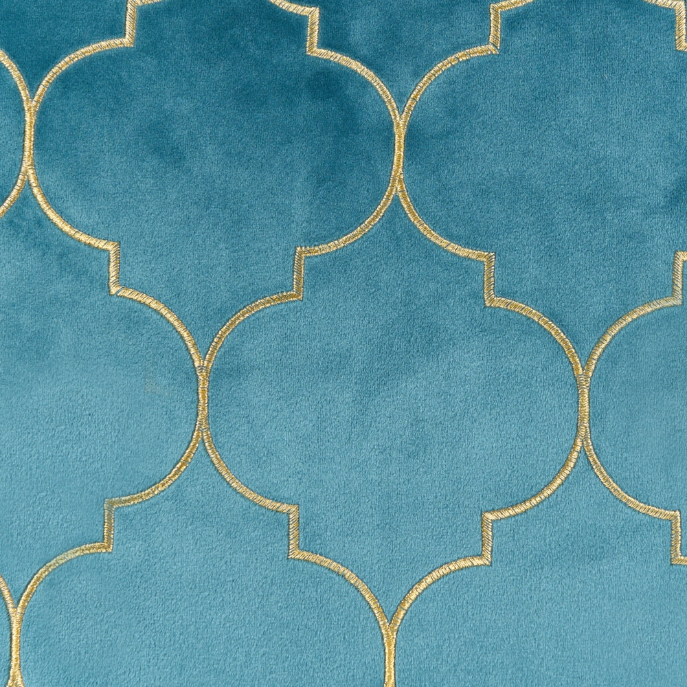 Set di 2 cuscini decorativi velluto blu 45 x 45 cm con frange e motivo orientale elegante glamour