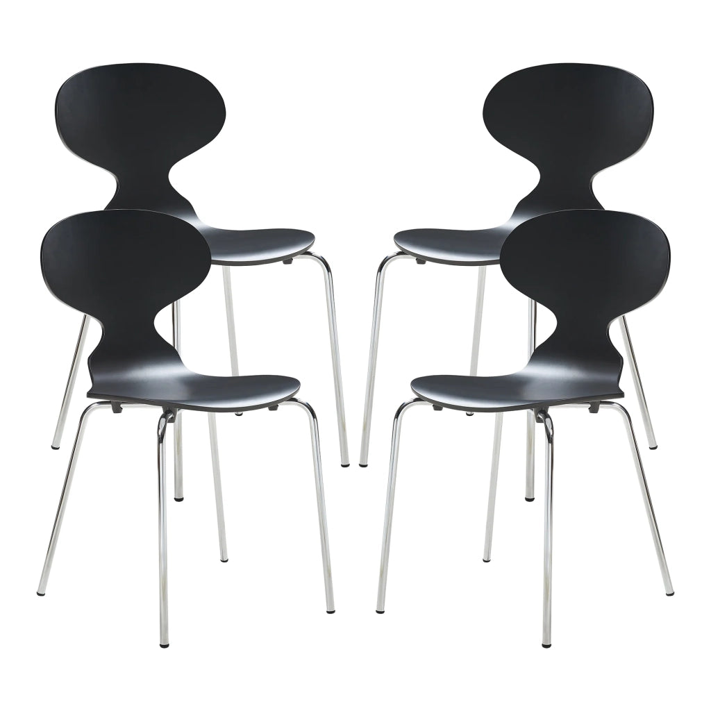 Set di 4 sedie da pranzo dal design moderno e robusto in nero/cromo 03_0009838