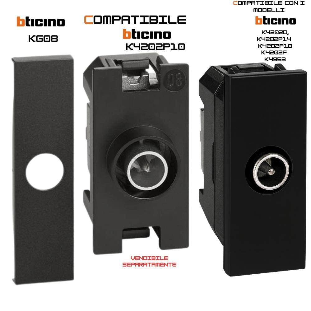 Bticino living now cover per presa tv e falso polo 1 modulo *** colore nero, confezione 1