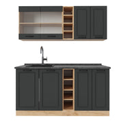 Vicco Cucina completa Antracite casa di campagna/rovere dorato 160 cm , PL Antracite