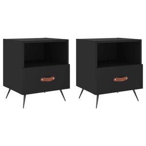 Comodini 2 pz Neri 40x35x47,5 cm in Legno Multistrato 827375