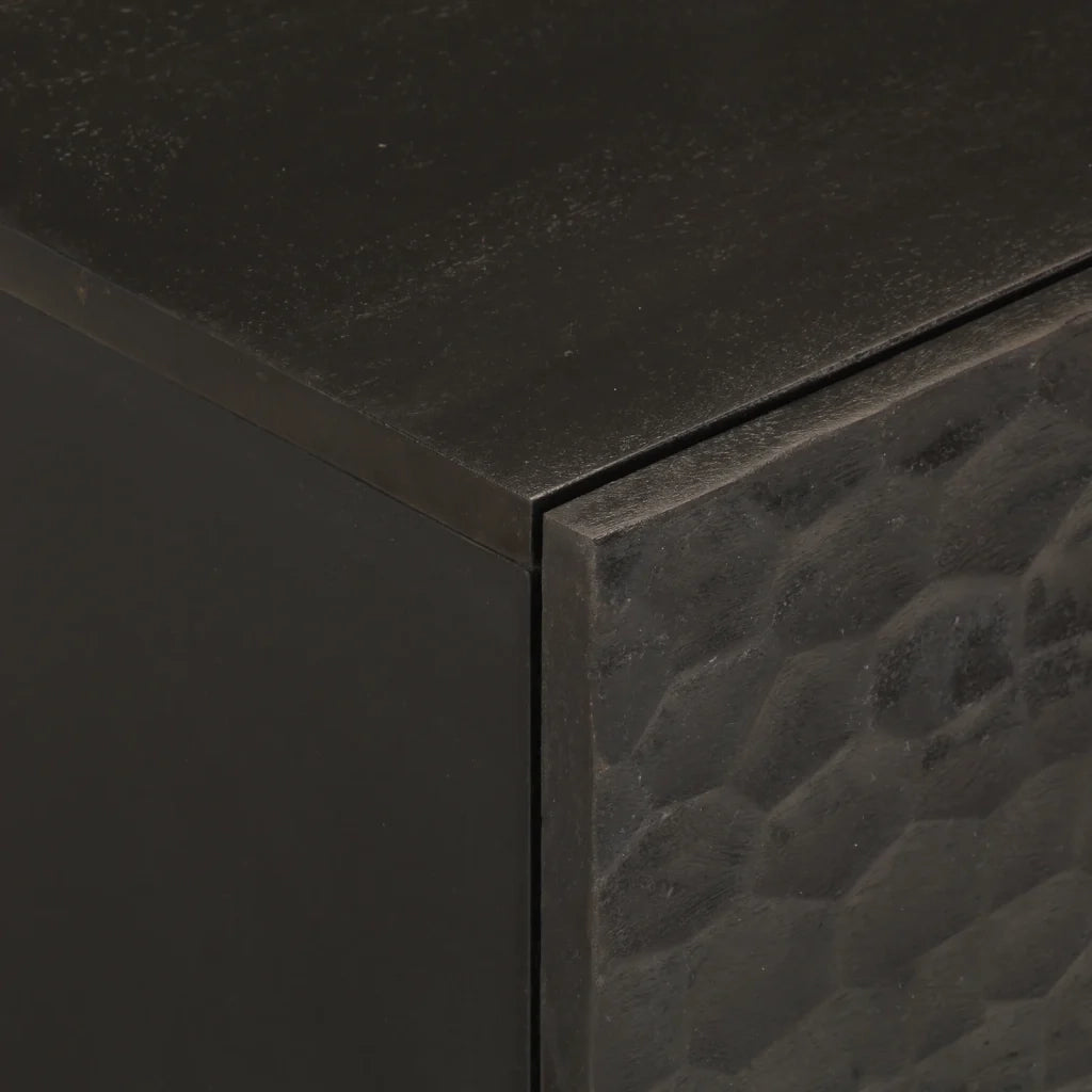 Comodini 2pz Neri 40x33x46 cm in Legno Massello di Mango 356816