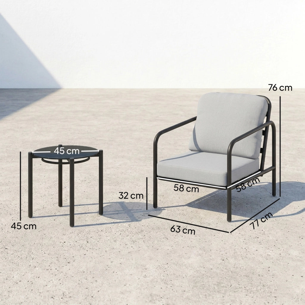 Set Bistr¨° 3 Pezzi ¨C zephmum ¨C Sedie con Cuscini, Tavolino Vetro Nero