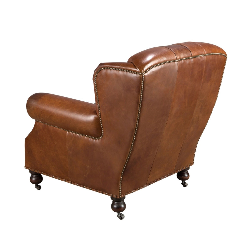Poltrona Chester in pelle marrone cognac