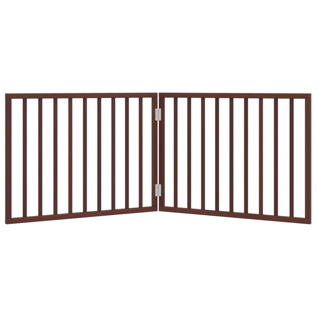 Cancello Cani Pieghevole 2 Pannelli Marrone 160cm Legno Pioppo 352200