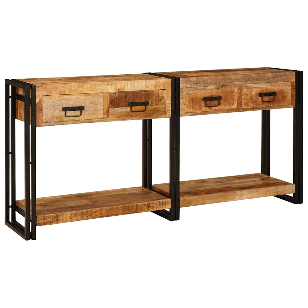 vidaXL Tavoli consolle 2 pcs Marrone Legno Di Mango Massello