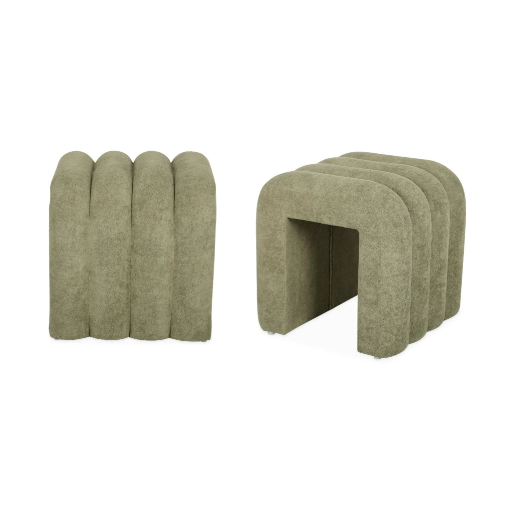 Set 2 pouf contemporanei in tessuto, verde