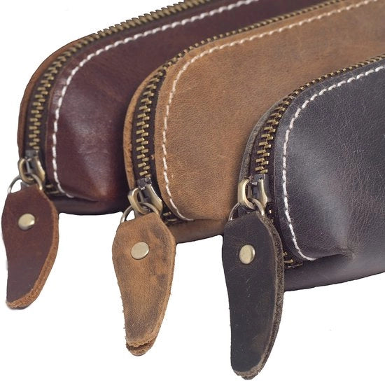 Etui in pelle di alta qualità, compatta, bel portafoglio con cerniera, realizzato a mano per studenti, borsa cosmetica, borsa make-up (qualsiasi stile, L18)