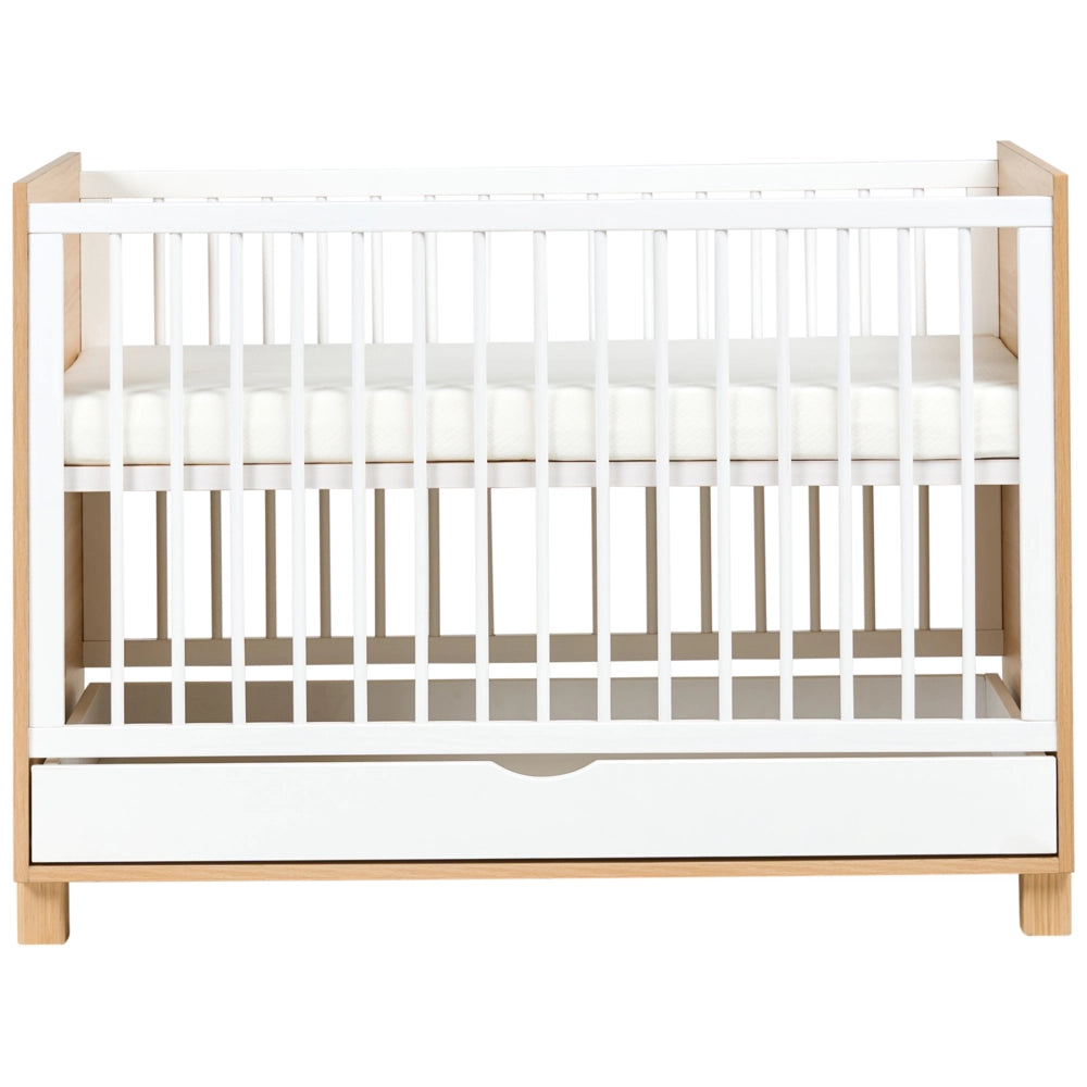 Lettino culla per neonati in MDF bianco marrone chiaro 60 x 120 cm con barre regolabili in altezza Dimensioni standard Accessori per la cameretta Design minimalista