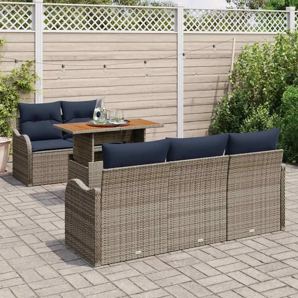 Set Divano da Giardino 6 pz grigio e blu navy 3349401