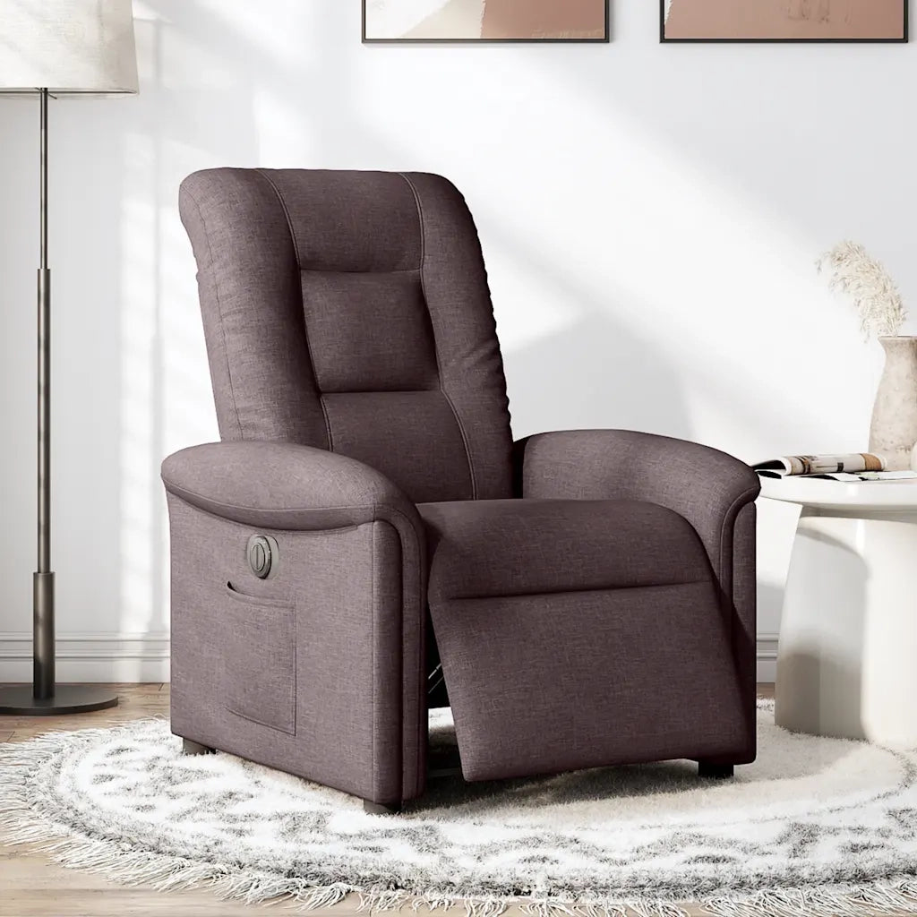 Poltrona | Sedia Relax Elettrica Reclinabile Marrone Scuro in Tessuto