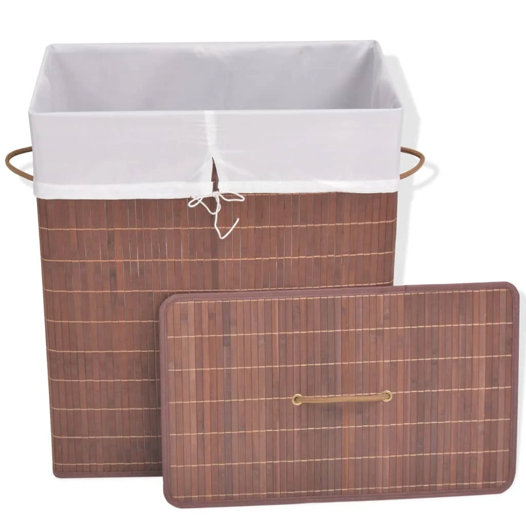 Cesto portabiancheria rettangolare 52 x 32 x 60 cm bambù marrone 02_0006202