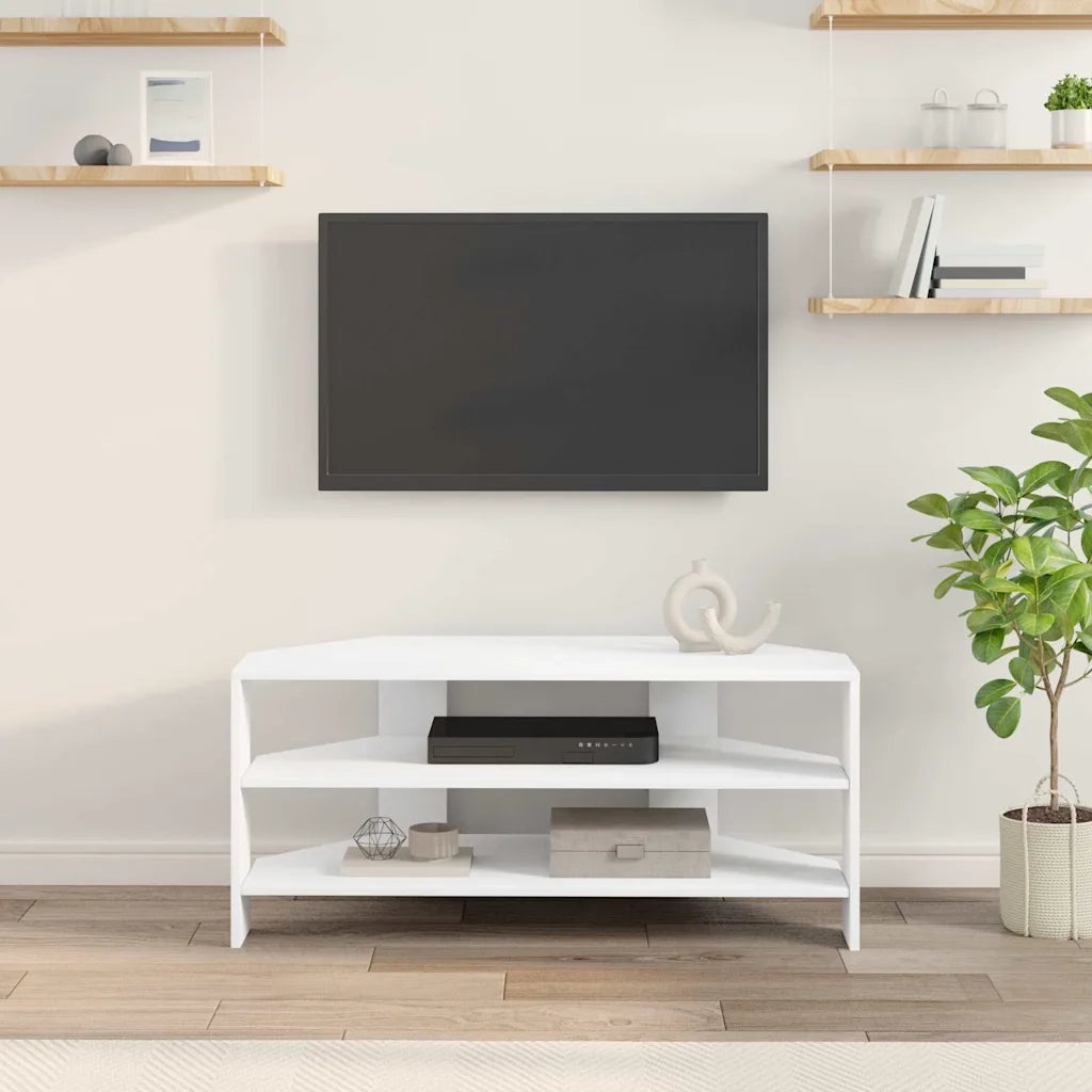 MobileTVAngolare Bianco 102x40,5x45cm Legno multistrato 889765