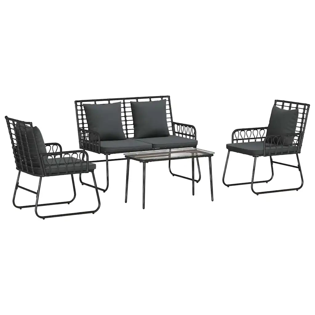 Set di Mobili da Giardino 4 pcs Nero e antracite polyrattan 3379040