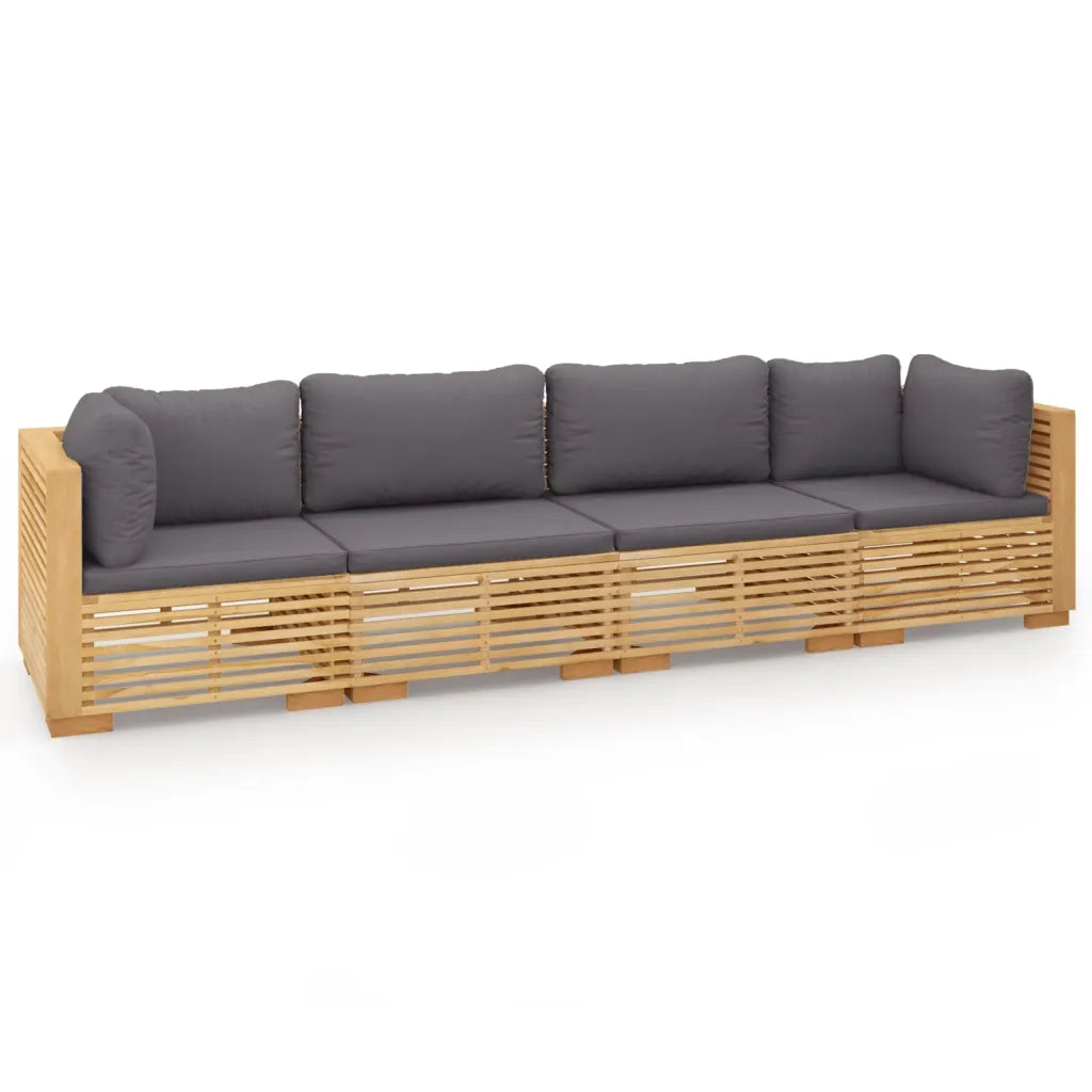 Set Divani da Giardino 4 pz con Cuscini Legno Massello di Teak 3100868