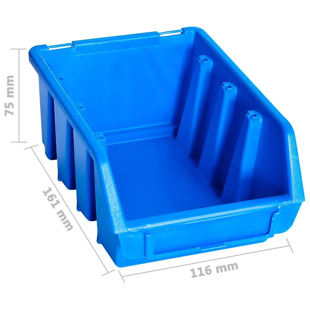 Kit Contenitori di Stoccaggio 96 pz con Pannelli a Parete Blu CFW9620548